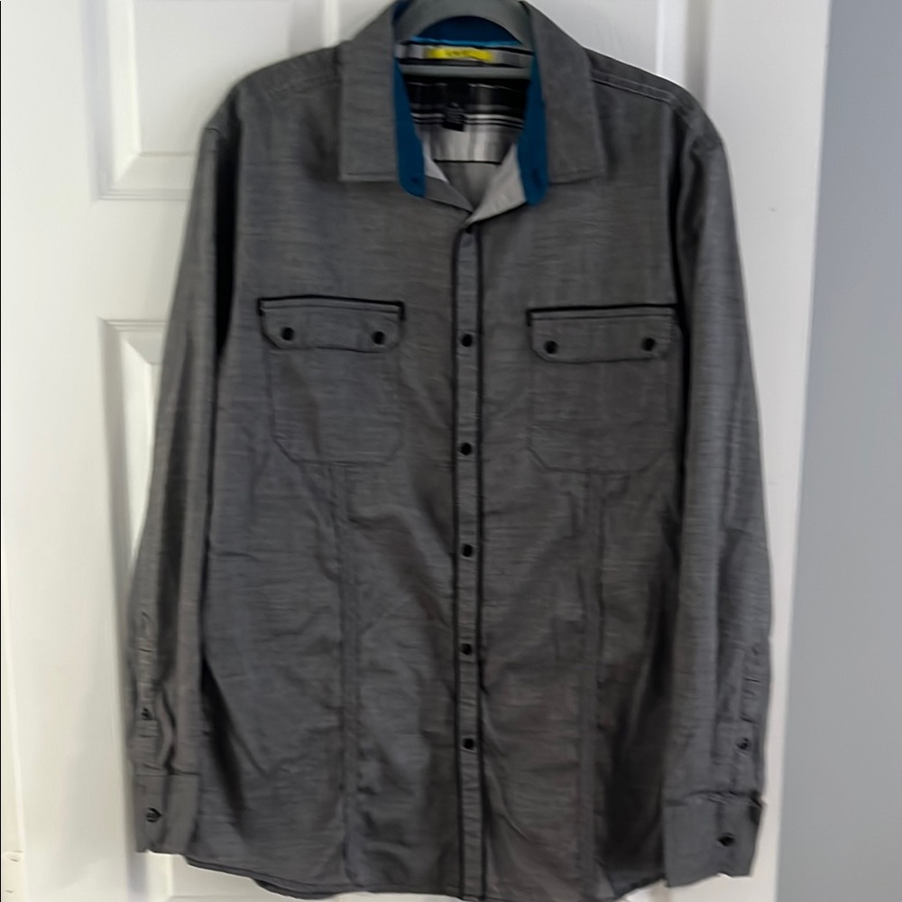 INC Men's Gray Button-Up Long-Sleeve Shirt - Size XL
